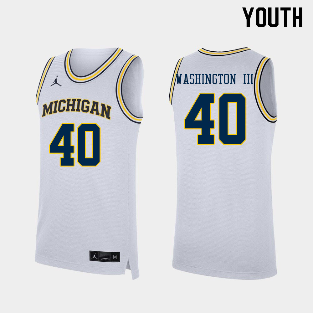 Youth #40 George Washington III Michigan Wolverines College Basketball Jerseys Stitched Sale-White - Click Image to Close